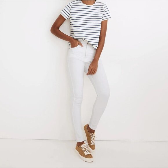 Madewell 10" High-Rise Skinny White Jeans Denim Stretch Pure White Womens 26 - Picture 1 of 16